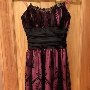 Morgan & Co lace hot pink and black dress 1/2
